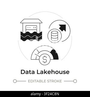 Data lakehouse modern flat line concept icon Stock Vector