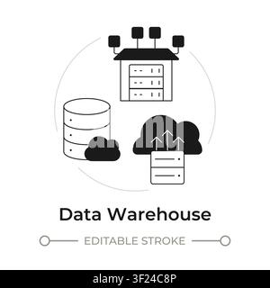 Data warehouse modern flat line concept icon Stock Vector