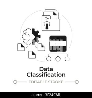 Data classification modern flat line concept icon Stock Vector