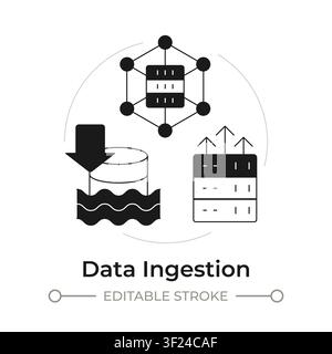 Data ingestion modern flat line concept icon Stock Vector