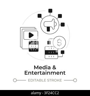 Media and entertainment modern flat line concept icon Stock Vector