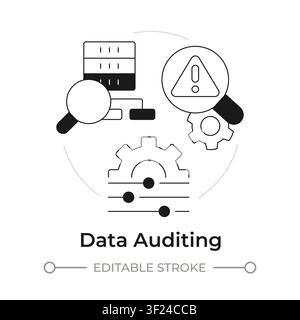 Data auditing modern flat line concept icon Stock Vector