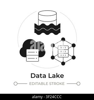 Data lake modern flat line concept icon Stock Vector