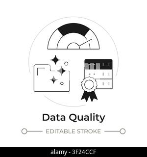Data quality modern flat line concept icon Stock Vector