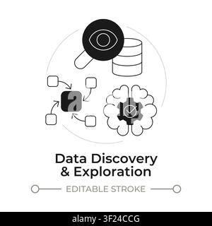 Data discovery and exploration modern flat line concept icon Stock Vector