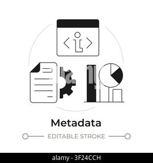 Metadata modern flat line concept icon Stock Vector
