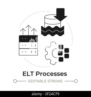 ELT processes modern flat line concept icon Stock Vector