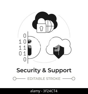 Security and support modern flat line concept icon Stock Vector