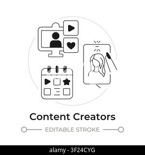 Content creators modern flat line concept icon Stock Vector