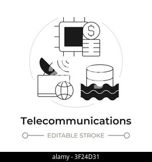 Telecommunications modern flat line concept icon Stock Vector