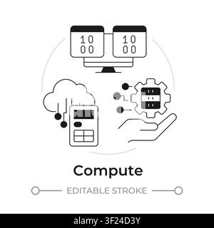 Compute modern flat line concept icon Stock Vector