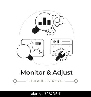 Monitor and adjust modern flat line concept icon Stock Vector