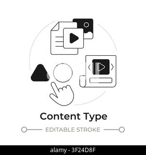 Content type modern flat line concept icon Stock Vector