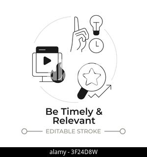 Be timely and relevant modern flat line concept icon Stock Vector