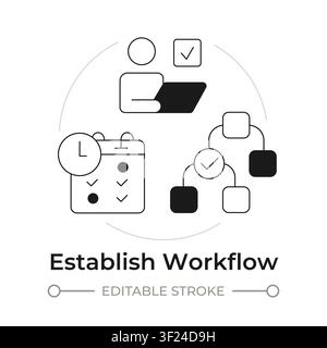 Establish workflow modern flat line concept icon Stock Vector