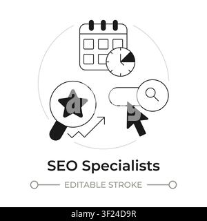 SEO specialists modern flat line concept icon Stock Vector