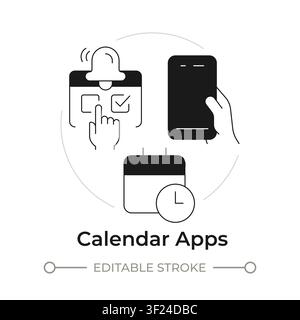 Calendar apps modern flat line concept icon Stock Vector