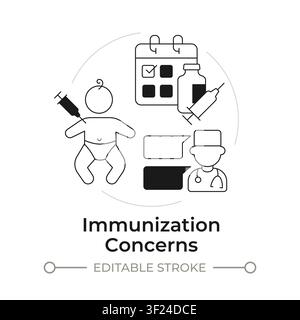 Immunization concerns modern flat line concept icon Stock Vector