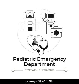 Pediatric emergency department modern flat line concept icon Stock Vector