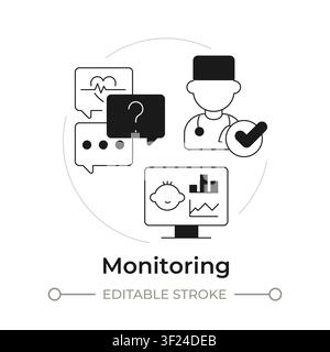 Monitoring modern flat line concept icon Stock Vector