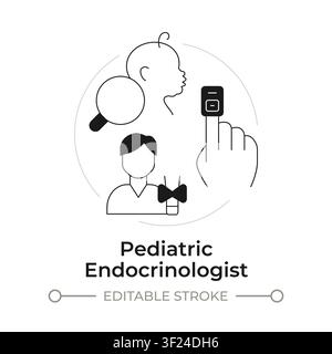Pediatric endocrinologist modern flat line concept icon Stock Vector