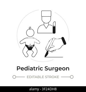 Pediatric surgeon modern flat line concept icon Stock Vector