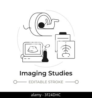 Imaging studies modern flat line concept icon Stock Vector