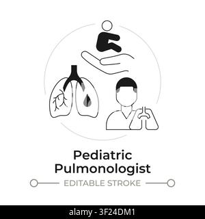 Pediatric pulmonologist modern flat line concept icon Stock Vector