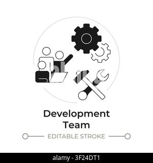 Development team modern flat line concept icon Stock Vector