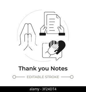Thank you notes modern flat line concept icon Stock Vector
