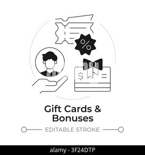 Gift cards and bonuses modern flat line concept icon Stock Vector