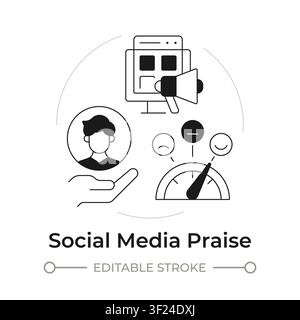 Social media praise modern flat line concept icon Stock Vector