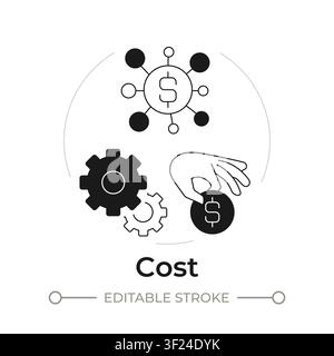 Cost modern flat line concept icon Stock Vector