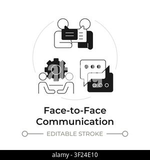 Face to face communication modern flat line concept icon Stock Vector
