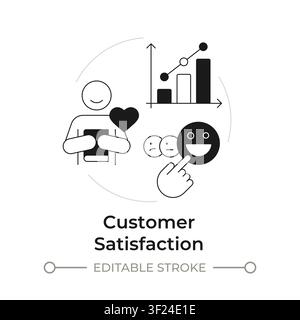 Customer satisfaction modern flat line concept icon Stock Vector