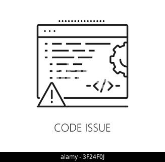 Software code issue program code line icon. Application programing linear sign, software code development icon. Program startup symbol Stock Vector