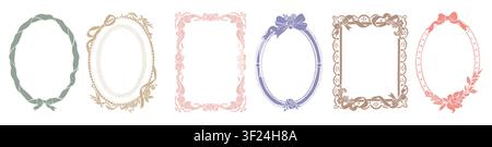Set of Pastel colored frames in vintage styles Stock Vector