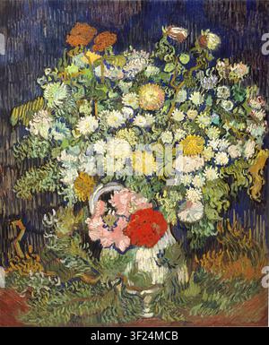Vincent van Gogh – Bouquet of Flowers in a Vase / Irises and Flowers in a Vase, 1890 Post-Impressionist Still Life Oil on Canvas Stock Photo