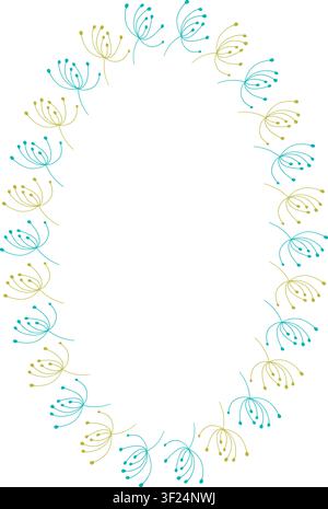 Border frame template with leaf elements decoration. Round border with empty space for your text Stock Vector