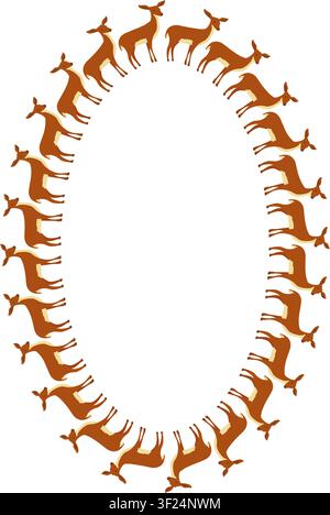 Wildlife frame. Christmas template for your text. Hand drawn vector deer illustration Stock Vector