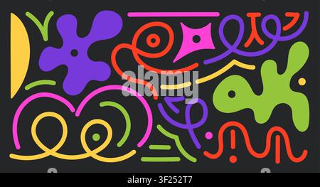 Neon Abstract Doodle Elements Stock Vector
