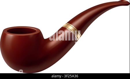 Classic smoking pipe isolated on white background. Vintage gentleman accessory icon for Fathers Day designs Stock Vector