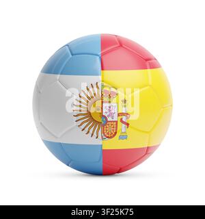 Soccer ball with the colors of the Spanish an argentine flag. 3d illustration. Stock Photo