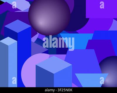 abstract background with flat and 3d figures Stock Photo