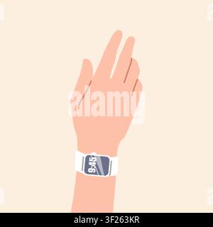 Smart watch on hand wrist digital clock vector Stock Vector