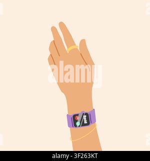 Smart watch incoming call on hand wrist Stock Vector