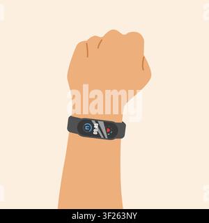 Fitness tracker on hand wrist vector Stock Vector