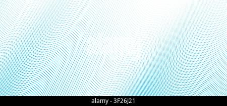 Blue dotted wave line background. Abstract halftone wave stripes texture. Vector tech curve dashed lines wallpaper. Airy warped dynamic backdrop for poster, booklet, leaflet, presentation, brochure Stock Vector