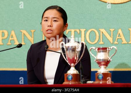 Japanese tennis player Yui Kamiji speaks during a press conference at the Japan National Press Club on July 17, 2026, in Tokyo, Japan. Kamiji won the Wimbledon Championship women's wheelchair singles title. She became the first Japanese female wheelchair tennis player to achieve a career Golden Slam by winning all four Grand Slam tournaments and a Paralympic gold medal. Credit: Rodrigo Reyes Marin/AFLO/Ģ����ý Live News Stock Photo