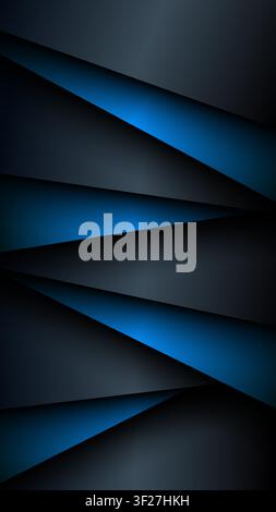 Abstract geometric background with dark blue and black metallic layers featuring modern diagonal design, technology wallpaper banner and luxury templa Stock Vector